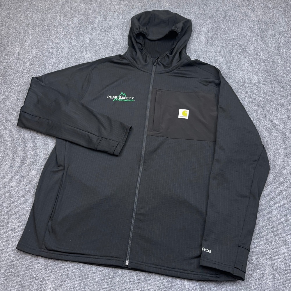 Carhartt Force Relaxed Fit Hooded T-Shirt Men's L Black Full Zip Wicking 106625